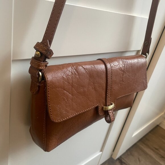 Zara Buffalo Leather Brown Crossbody Bag Boho Classic Fall Autumn Neutral - Picture 6 of 13